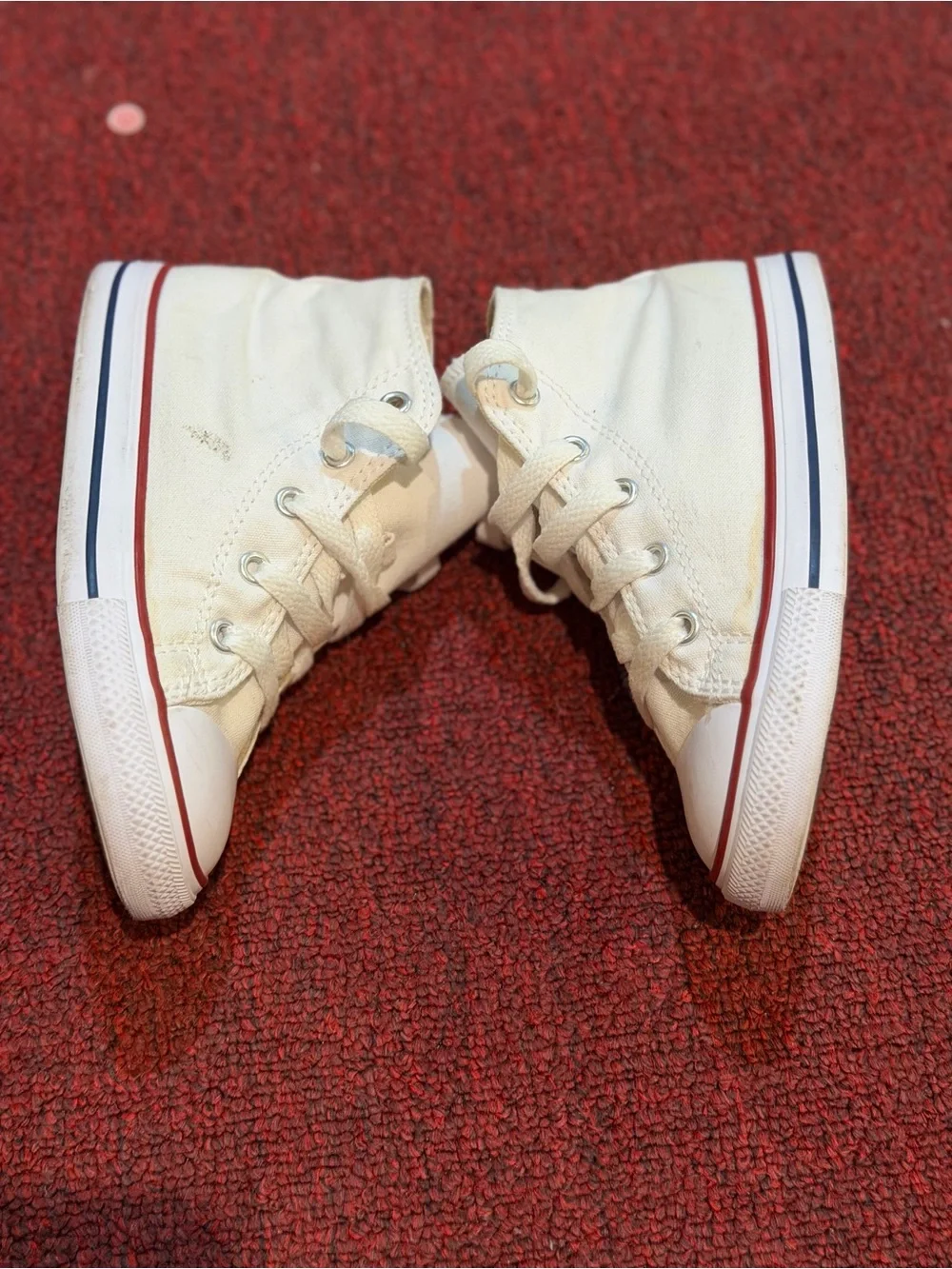 Converse Kids Cream Canvas Sneakers with Red Accent